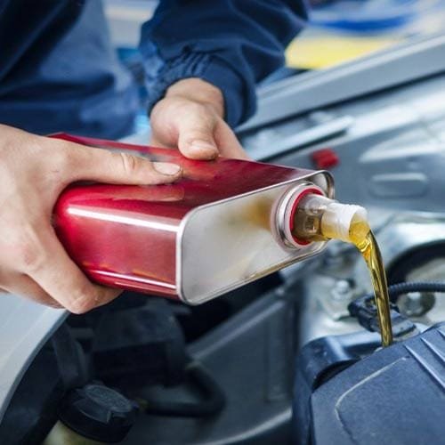 Engine Oil Change At Car repair Workshop